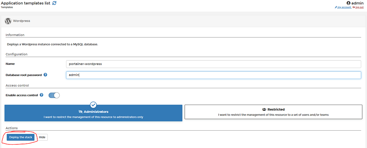 Screenshot from Manage Container With Portainer