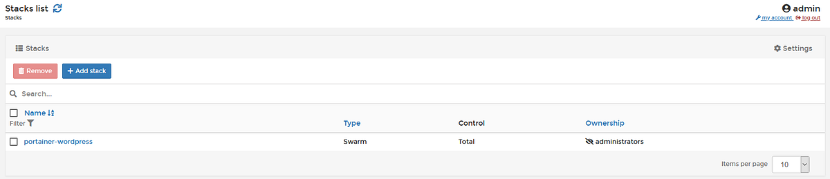 Screenshot from Manage Container With Portainer