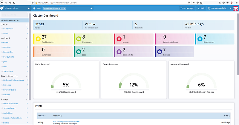 Screenshot from Playing with Rancher For Manage existing Kubernetes Cluster