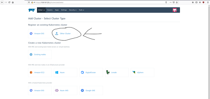 Screenshot from Playing with Rancher For Manage existing Kubernetes Cluster
