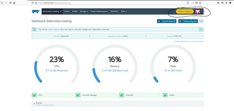 Screenshot from Playing with Rancher For Manage existing Kubernetes Cluster