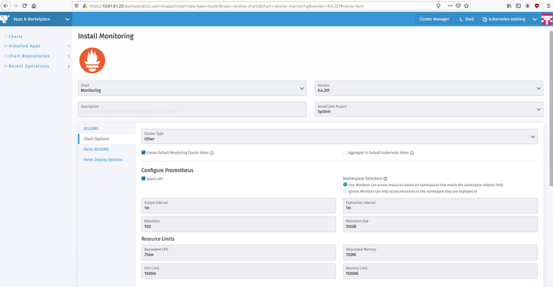 Screenshot from Playing with Rancher For Manage existing Kubernetes Cluster