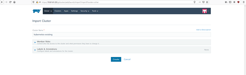 Screenshot from Playing with Rancher For Manage existing Kubernetes Cluster