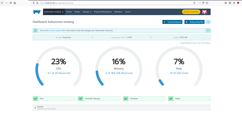 Screenshot from Playing with Rancher For Manage existing Kubernetes Cluster