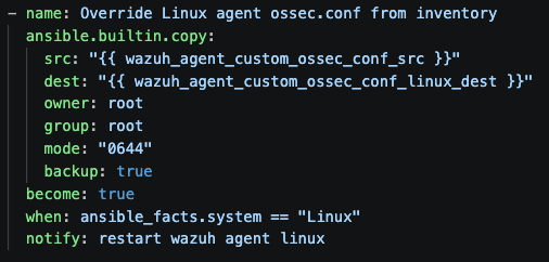 Screenshot from Wazuh Ansible Series Part 4: Managing Wazuh Agent Configuration Profiles with Ansible
